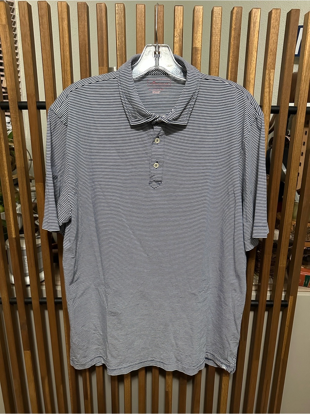 Peter Millar Men's Striped Polo Shirt Large 100% Pima Cotton Blue White